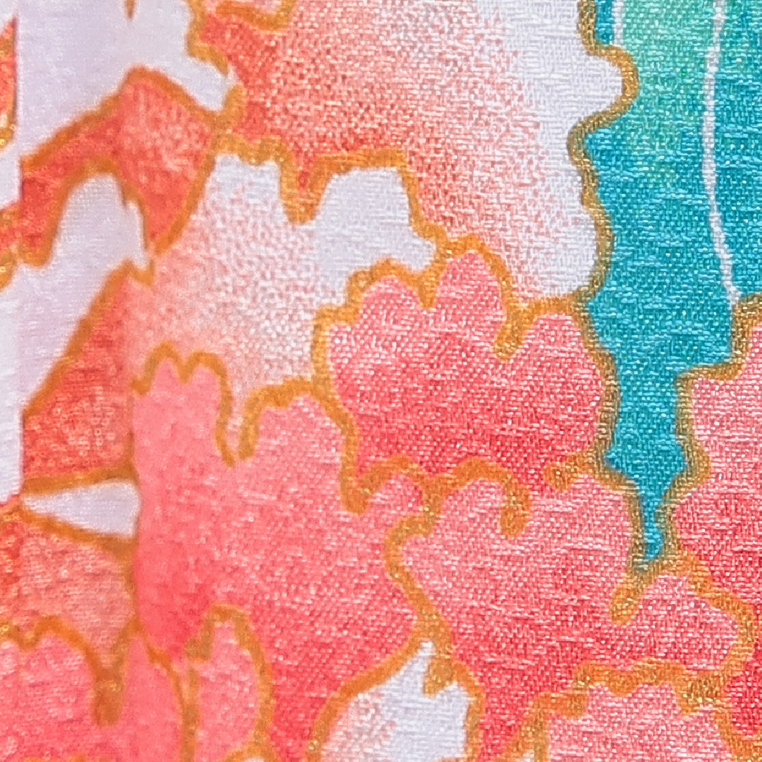 訪問着 洗える着物 袷 身丈164cm 裄丈64cm ポリエステル Aランク Lサイズ 広衿 セミフォーマル 熨斗 牡丹 紫系 1212-16213