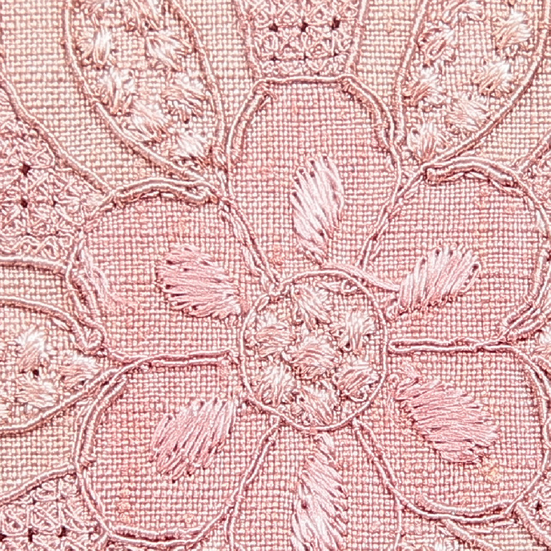 付下げ 袷 身丈151cm 裄丈62cm 正絹 Sランク インフォーマル 広衿 Sサイズ 刺繍 汕頭刺繍 華文 ピンク系 M4 1218-15910