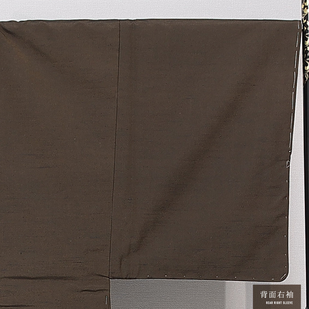 未使用品 羽織 男性用 袷 身丈87cm 裄丈68cm 正絹 Nランク カジュアル Mサイズ 無地 茶系 M4 1235-15772