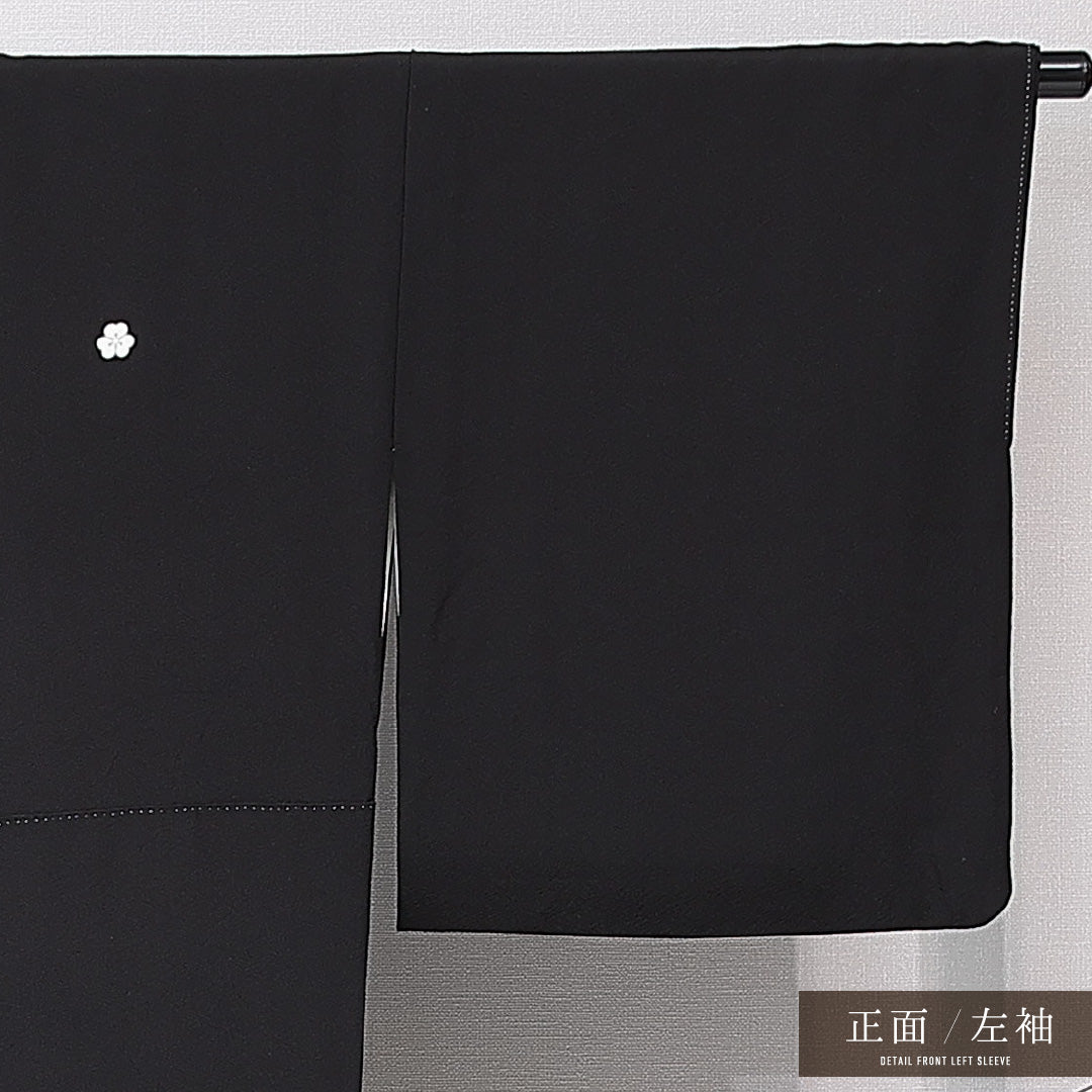 黒留袖 袷 身丈162cm 裄丈66cm 五つ紋 片喰 フォーマル Sランク Lサイズ 正絹 比翼仕立て 広衿 尾長鳥 扇 菊 蘇州刺繍 1211-F0660