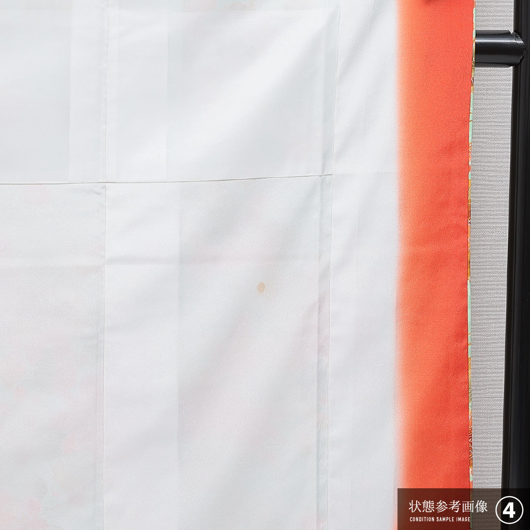 洗える着物 小紋 袷 身丈156cm 裄丈62cm ポリエステル Bランク インフォーマル 広衿 Mサイズ 花柄 緑系 RP 1221-16229
