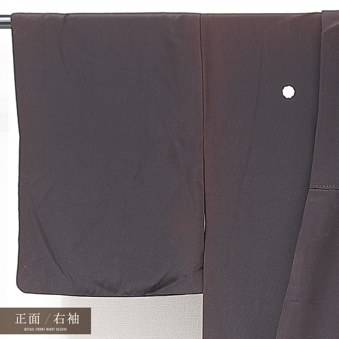 黒留袖 袷 身丈161cm 裄丈63cm 五つ紋 剣片喰 フォーマル Cランク Lサイズ 正絹 比翼仕立て 広衿 鳥 牡丹 刺繍 1211-F0709