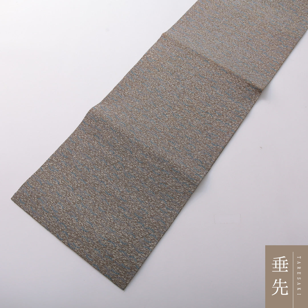 九寸名古屋帯 Sランク 帯丈326cm 正絹 全通 名古屋仕立て 染め インフォーマル 笠松 緑系 RP 1245-03536