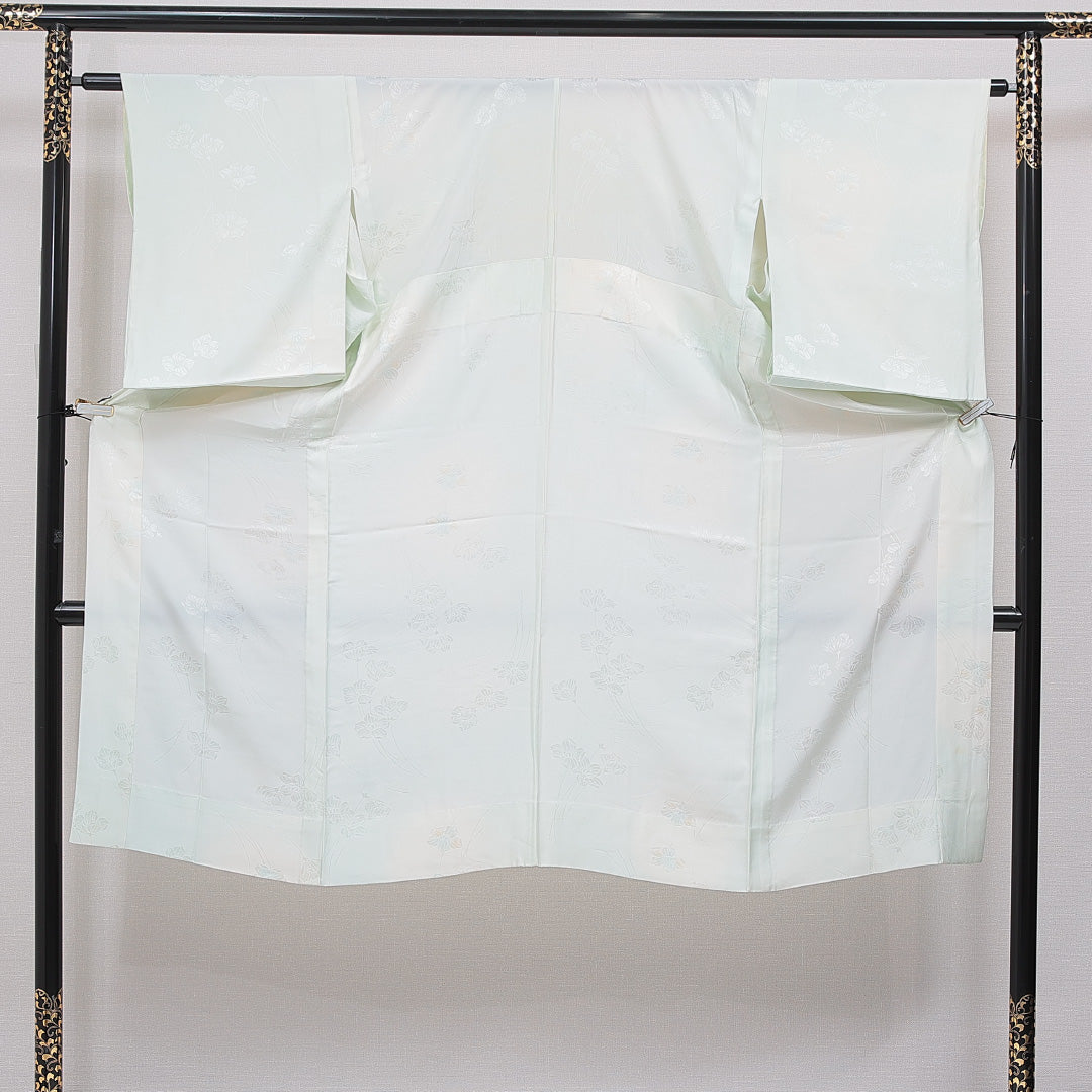 長襦袢 無双袖 身丈127cm 裄丈63cm 正絹 Cランク Mサイズ 花柄 水色系 1229-16691