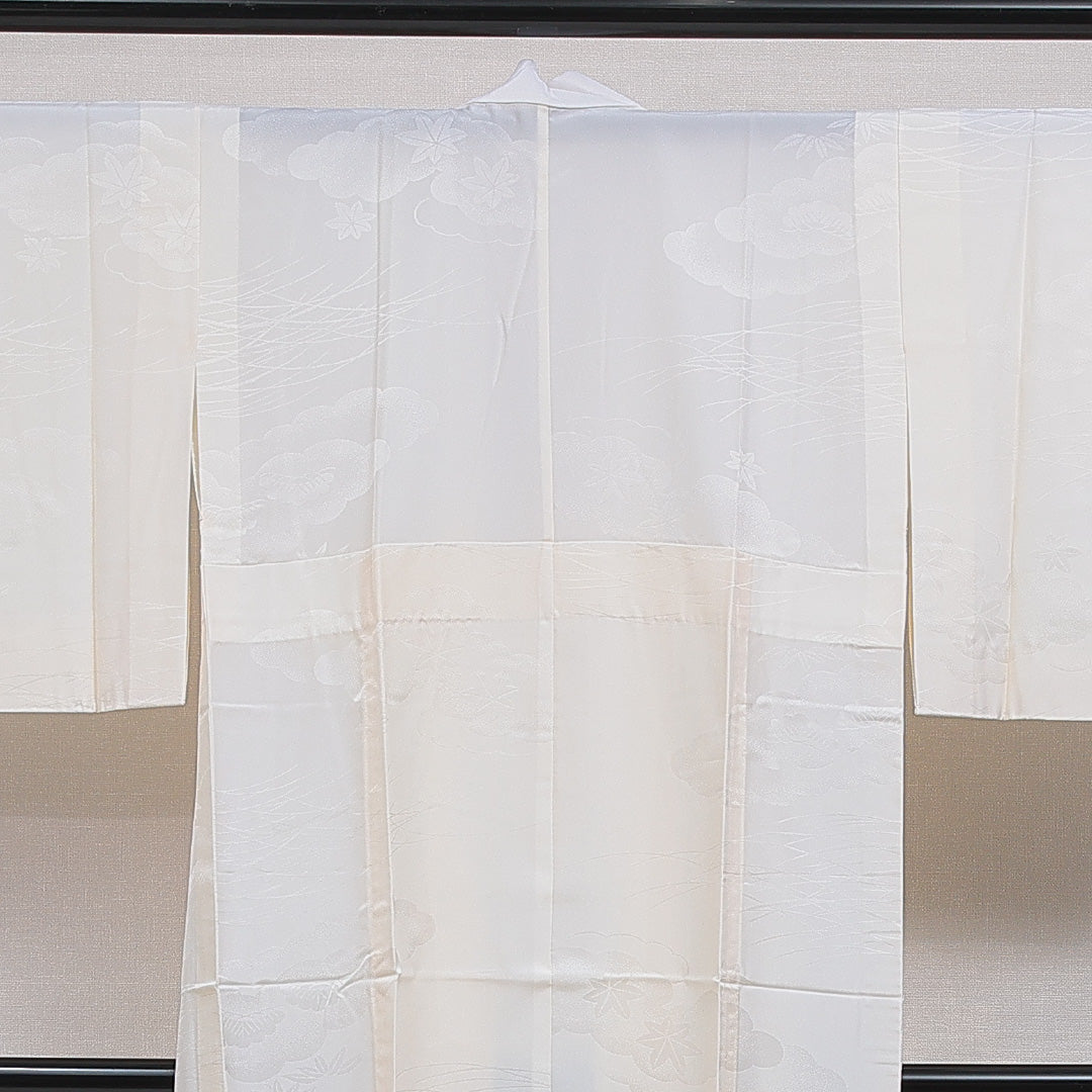 長襦袢 無双袖 身丈123cm 裄丈60cm 正絹 Sランク Sサイズ 居敷当て 古典柄 ベージュ系 RP 1239-16597