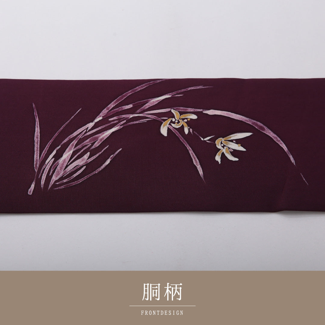 九寸名古屋帯 Aランク 帯丈349cm 正絹 ポイント柄 名古屋仕立て 染め インフォーマル 塩瀬 花柄 紫系 RP 1245-03665