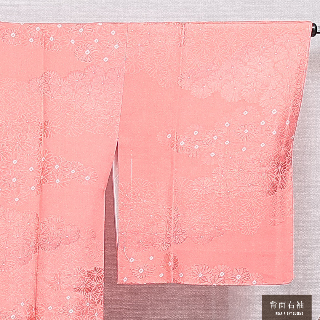 道行コート 袷 身丈85cm 裄丈63cm 正絹 Sランク セミフォーマル Sサイズ 菊 ピンク系 RP 1237-16194