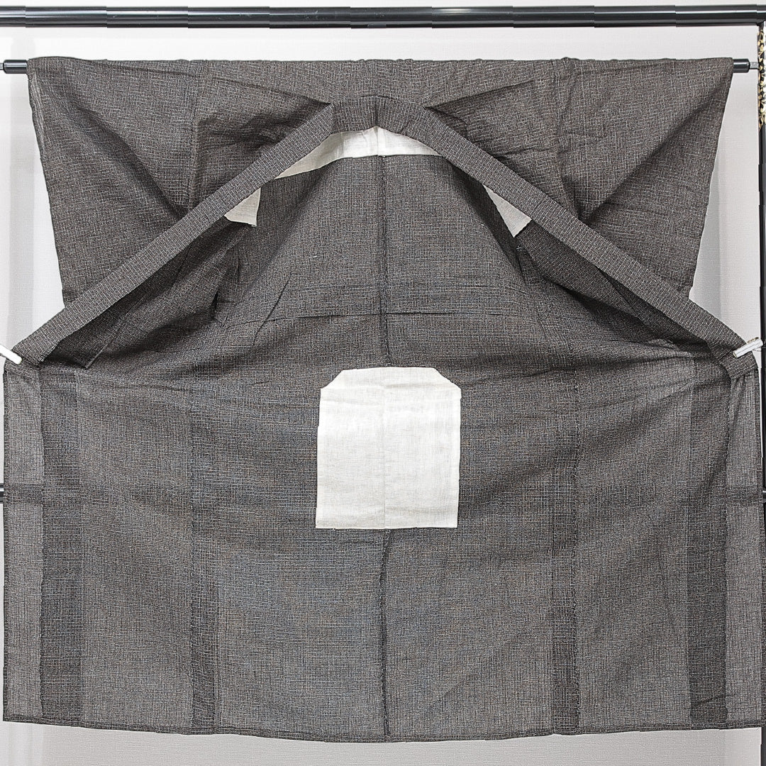 男着物 単衣 身丈137cm 裄丈64cm 正絹 Sランク Sサイズ 棒衿 カジュアル 居敷当て 肩当て 無地 黒系 1219-15237