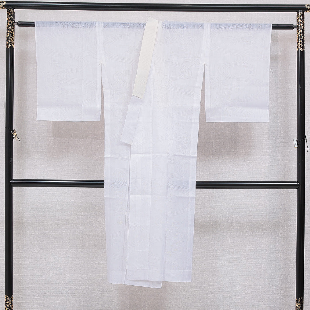 夏物 長襦袢 夏物 身丈126cm 裄丈62cm 正絹 Sランク Mサイズ 古典柄 白系 RP 1239-16673