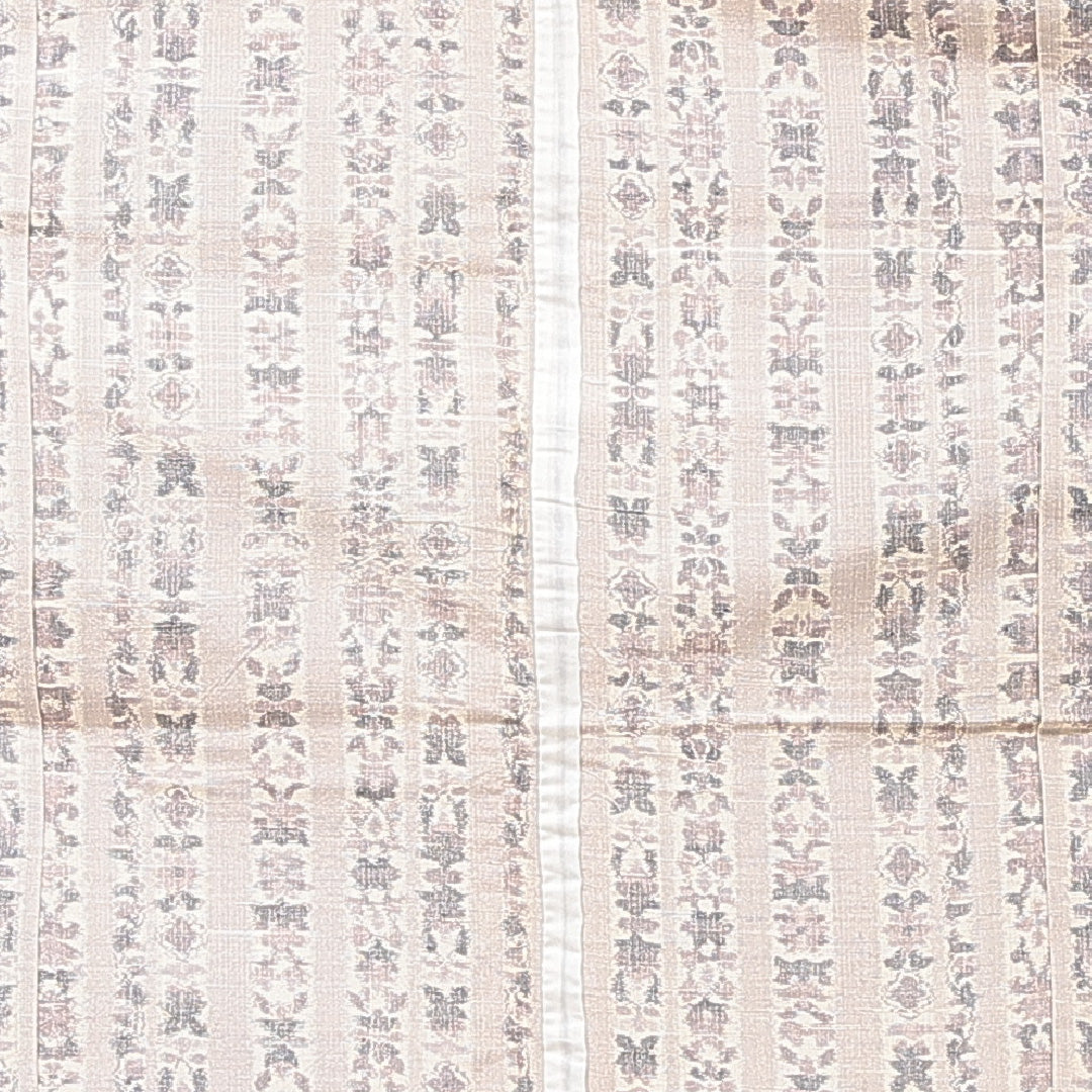 洗える着物 木綿の紬 単衣 身丈150cm 裄丈62cm 木綿 Sランク カジュアル バチ衿 Sサイズ 肩当て 縞 ベージュ系 PO 1223-15338