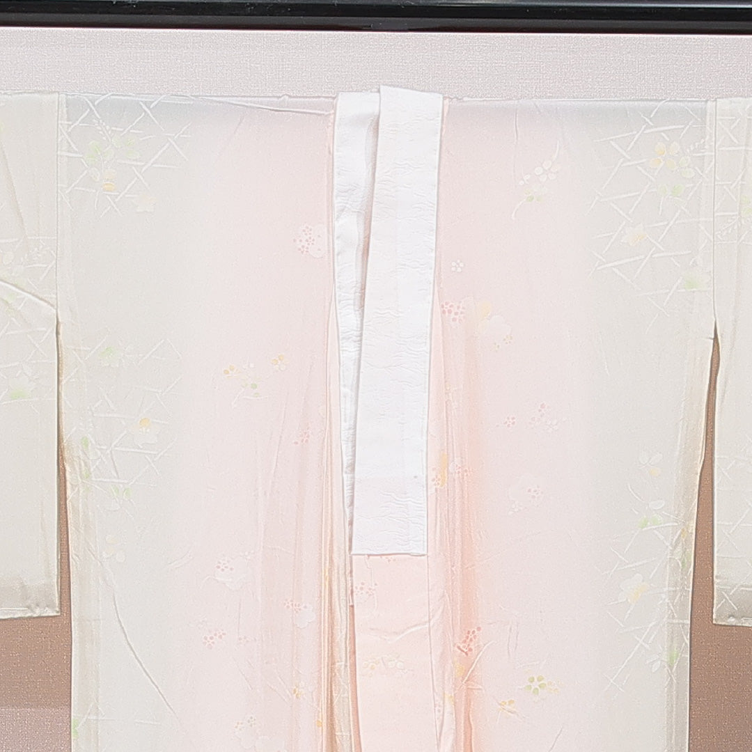 長襦袢 袷 身丈127cm 裄丈68cm 正絹 Aランク Mサイズ 梅 ピンク系 RP 1239-15396