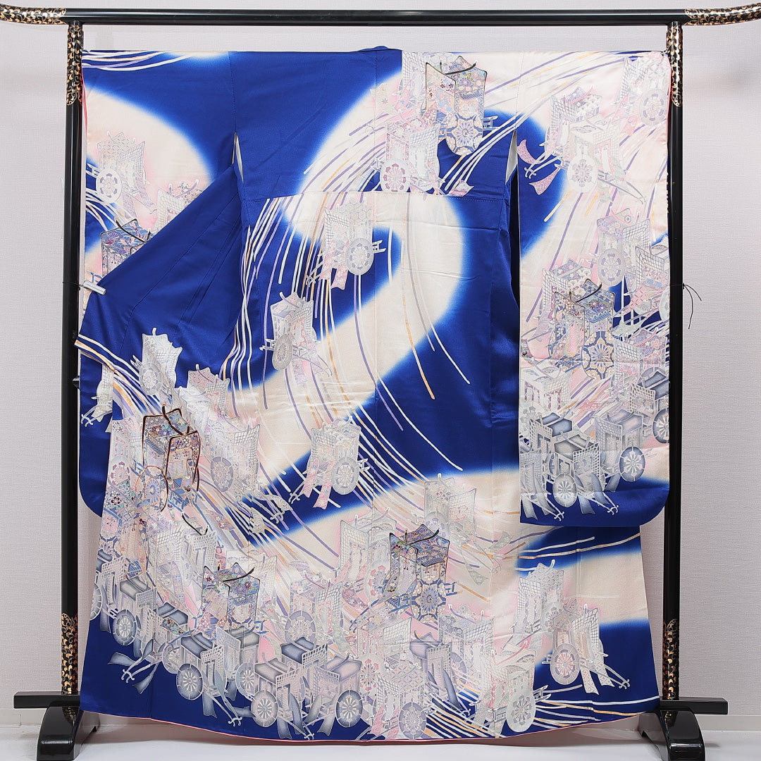 振袖 袷 身丈165cm 裄丈67cm フォーマル Cランク XLサイズ 正絹 広衿 御所車 1213-F0756