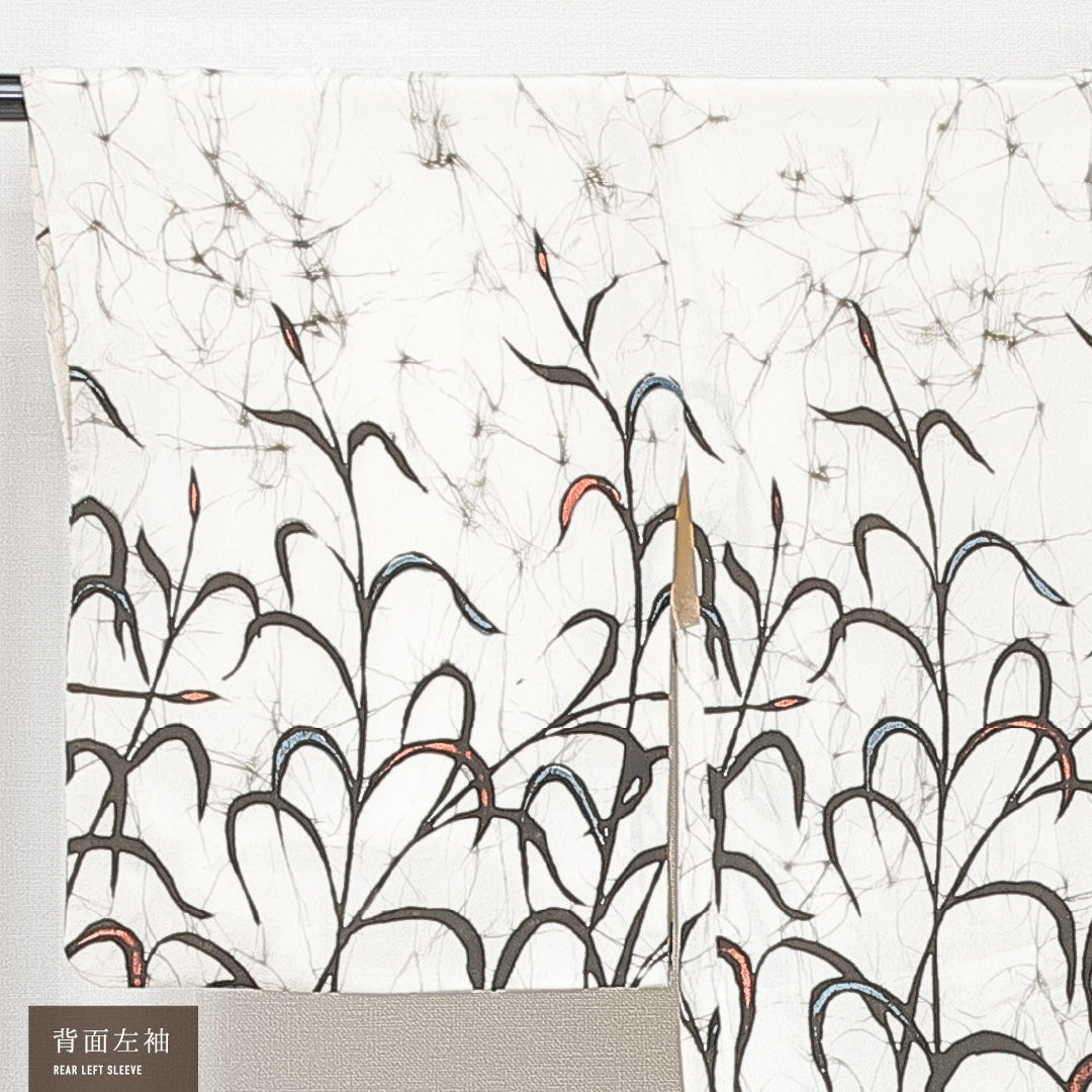 絵羽羽織 袷 身丈75cm 裄丈62cm 正絹 Cランク インフォーマル Sサイズ 紐あり 植物柄 クリーム系 HP 1234-15258