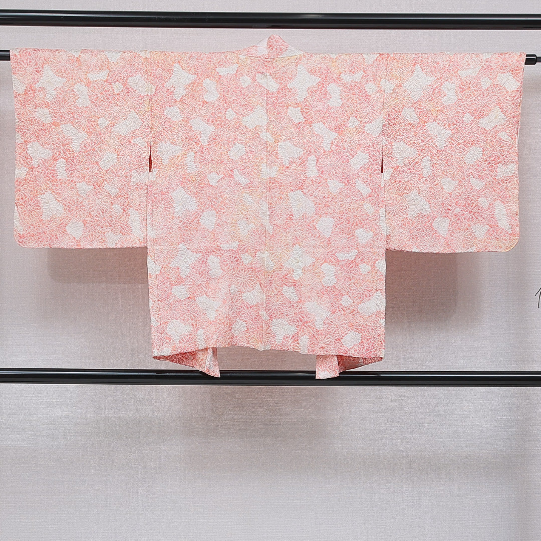 羽織 袷 身丈74cm 裄丈61cm 正絹 Sランク カジュアル Sサイズ 抽象柄 ピンク系 RP 1232-16840