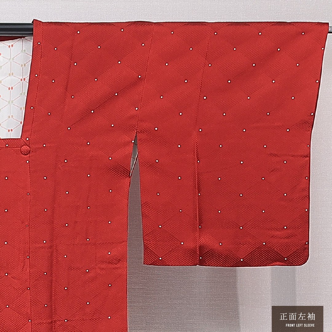 道行コート 袷 身丈82cm 裄丈66cm 正絹 Sランク セミフォーマル Mサイズ 抽象柄 赤系 RP 1237-16799