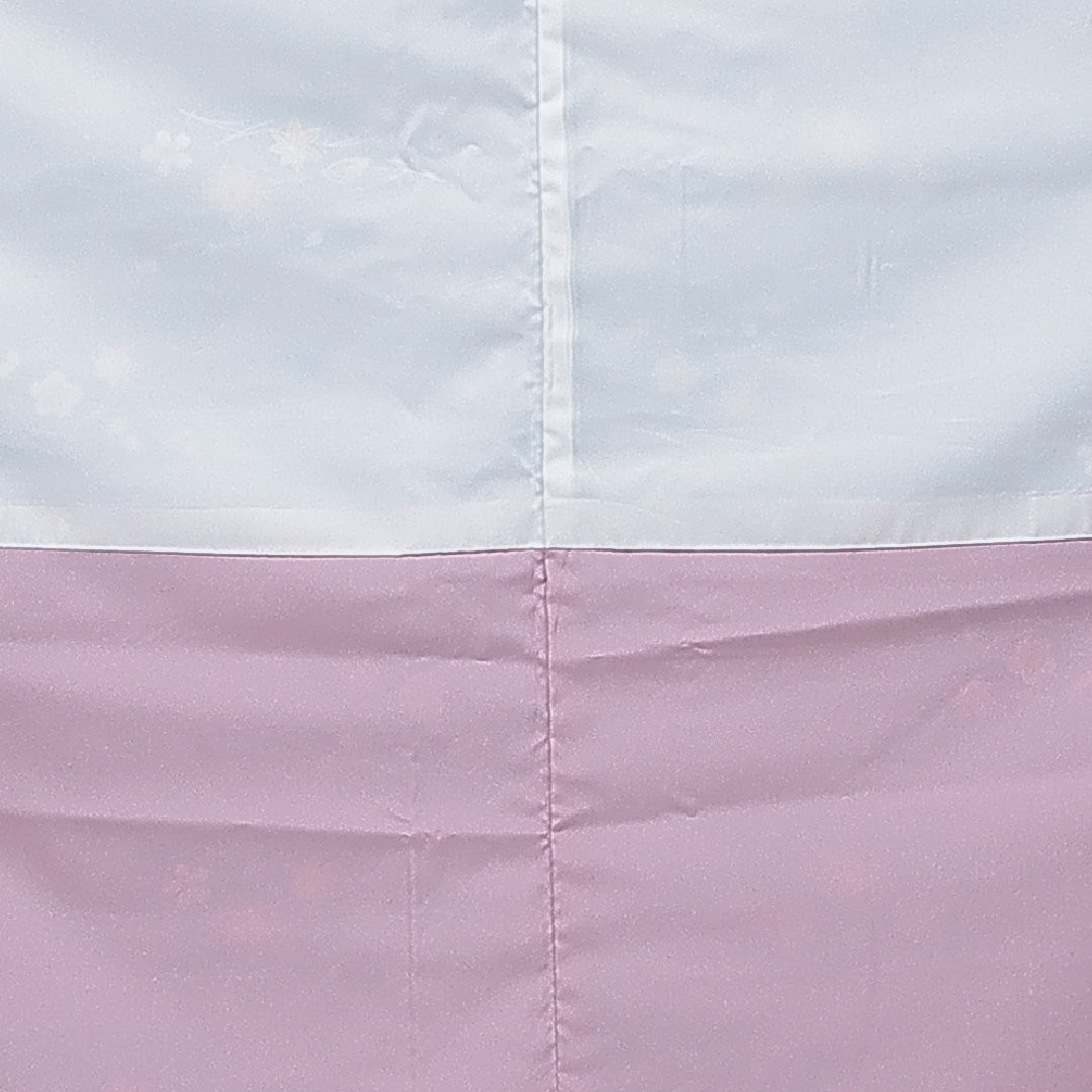 小紋 洗える着物 袷 身丈164cm 裄丈68cm ポリエステル Sランク Lサイズ 広衿 インフォーマル 梅 紅葉 水色系 1215-15796