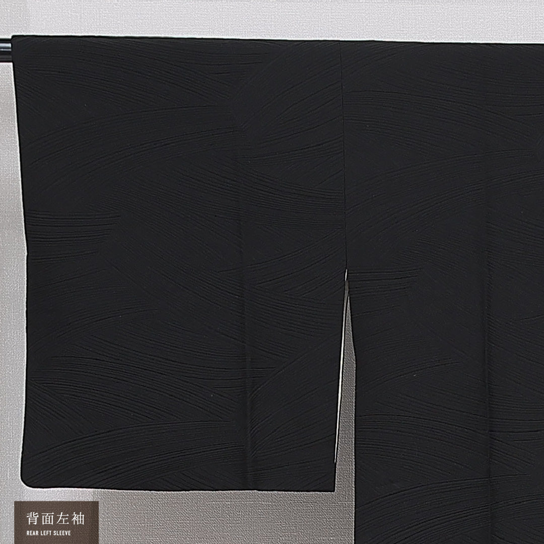道行コート 袷 身丈95cm 裄丈63cm 正絹 Aランク セミフォーマル Sサイズ ポケットあり 無地 黒系 RP 1237-15456