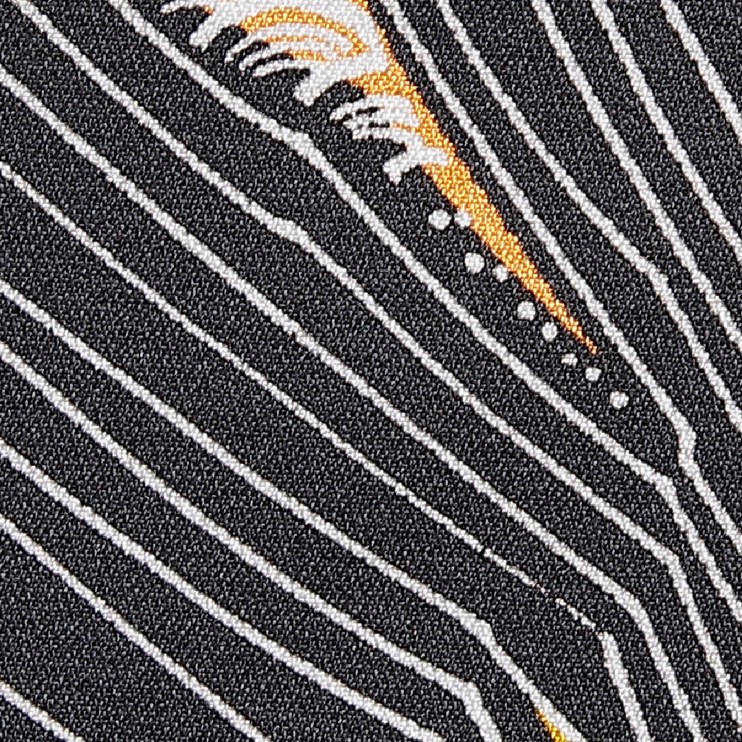 小紋 洗える着物 袷 身丈158cm 裄丈63cm ポリエステル Aランク Mサイズ バチ衿 インフォーマル 創作柄 黒系 1215-15803