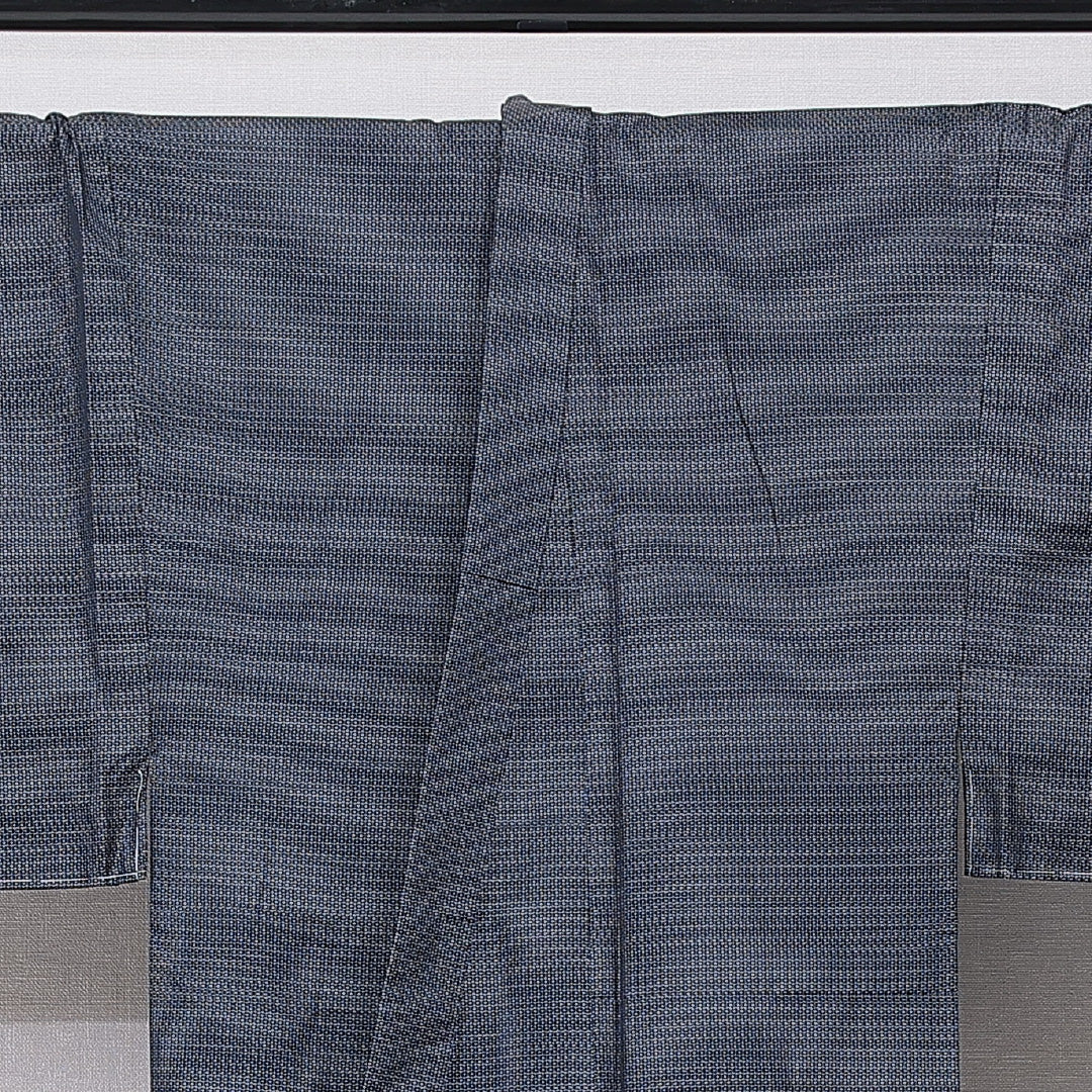 男着物 袷 身丈148cm 裄丈72cm 正絹 Aランク カジュアル 棒衿 Lサイズ 亀甲 紺系 RP 1224-15760