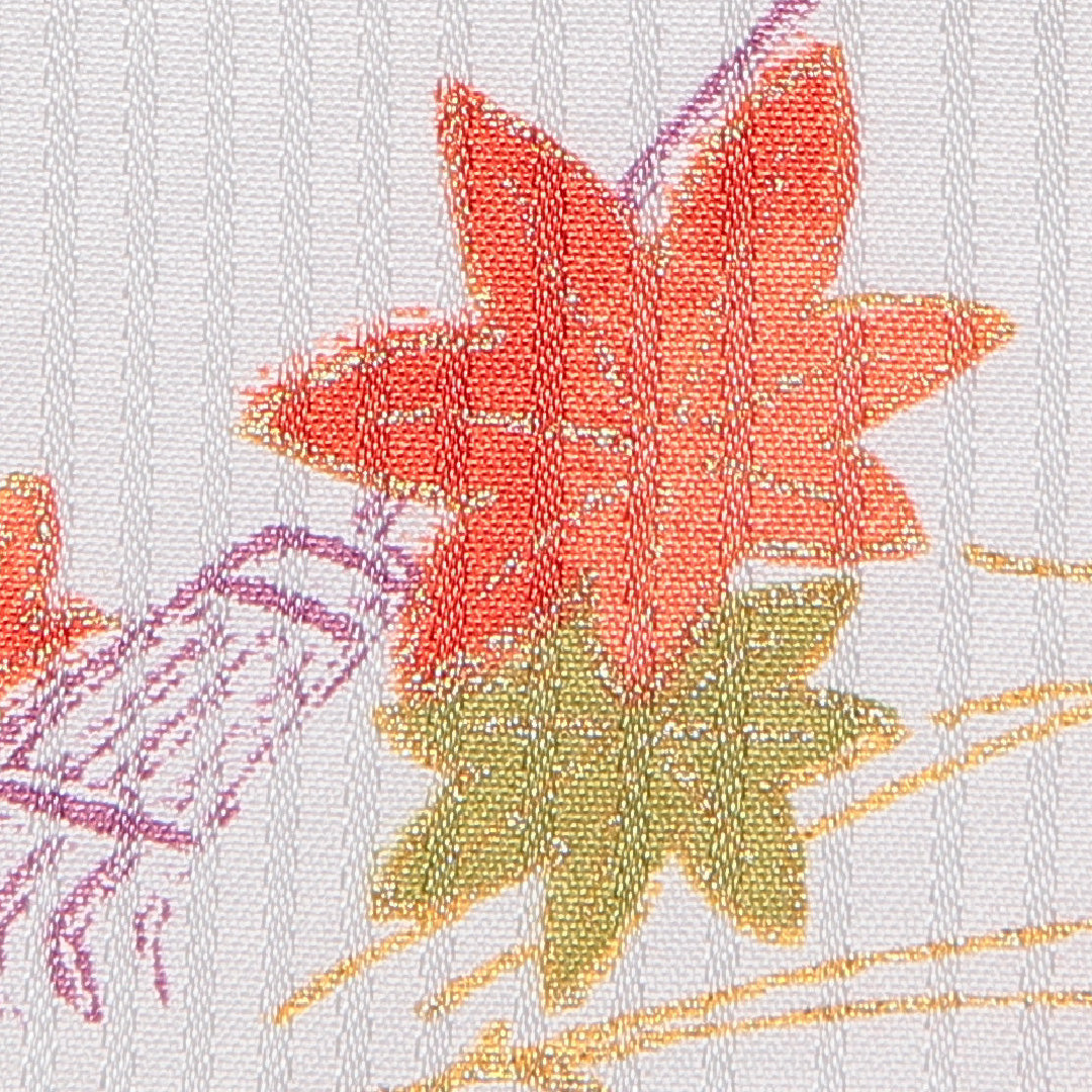 小紋 洗える着物 袷 身丈162cm 裄丈65cm ポリエステル Cランク Lサイズ 広衿 インフォーマル 菊 紅葉 ピンク系 1215-16054