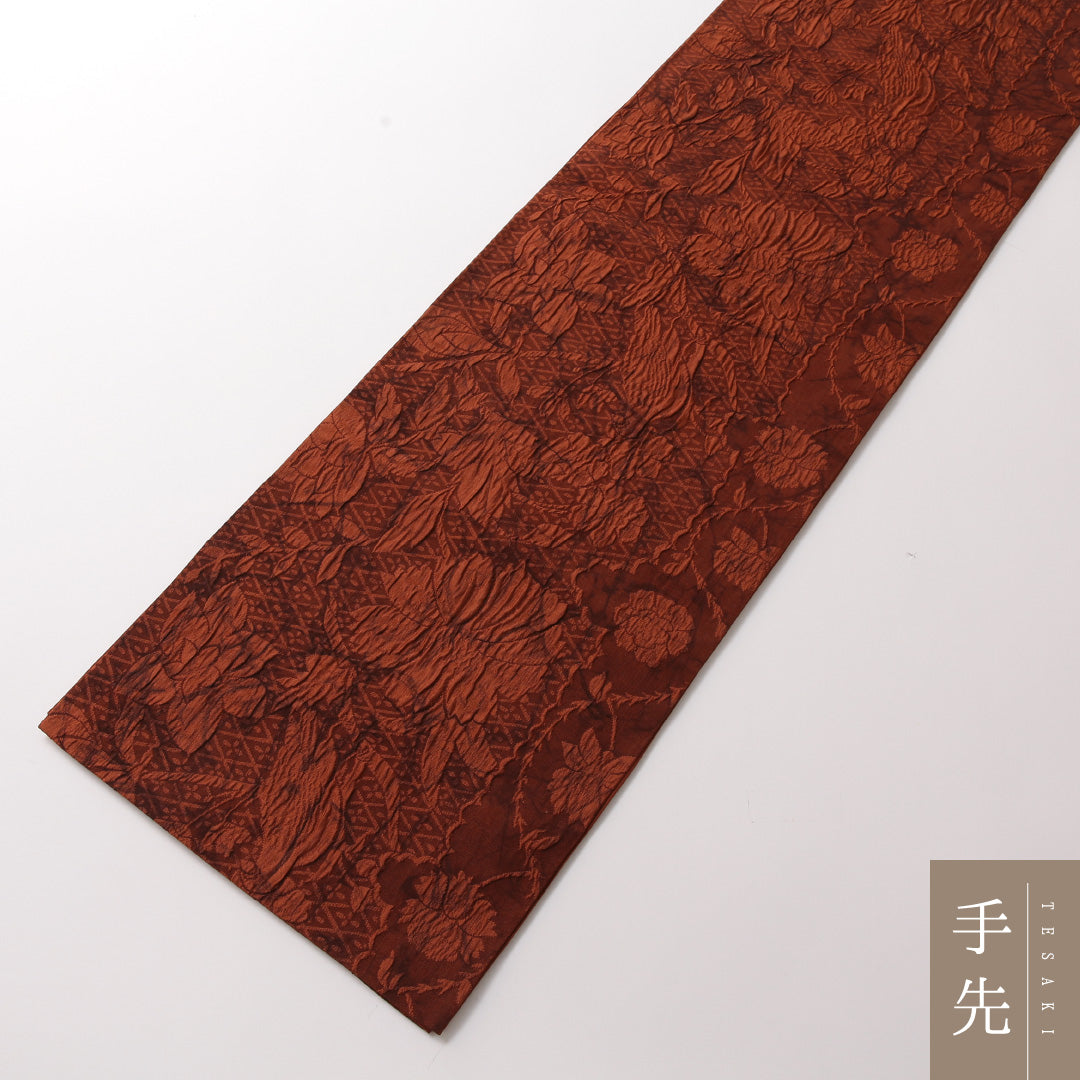 袋帯 帯丈444cm 正絹 全通 インフォーマル 花鳥文 茶系 1243-01859