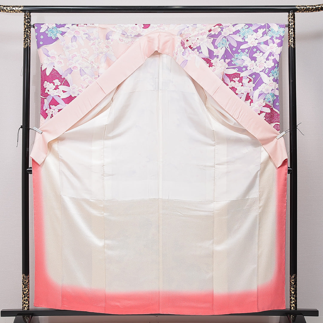 振袖 袷 身丈163cm 裄丈65cm フォーマル Aランク Lサイズ 正絹 広衿 桜 1213-F0731