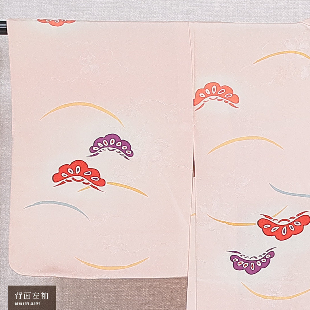 羽織 袷 身丈75cm 裄丈62cm 正絹 Cランク カジュアル Sサイズ 染め紬 紐あり 笠松 ピンク系 HP 1232-16854
