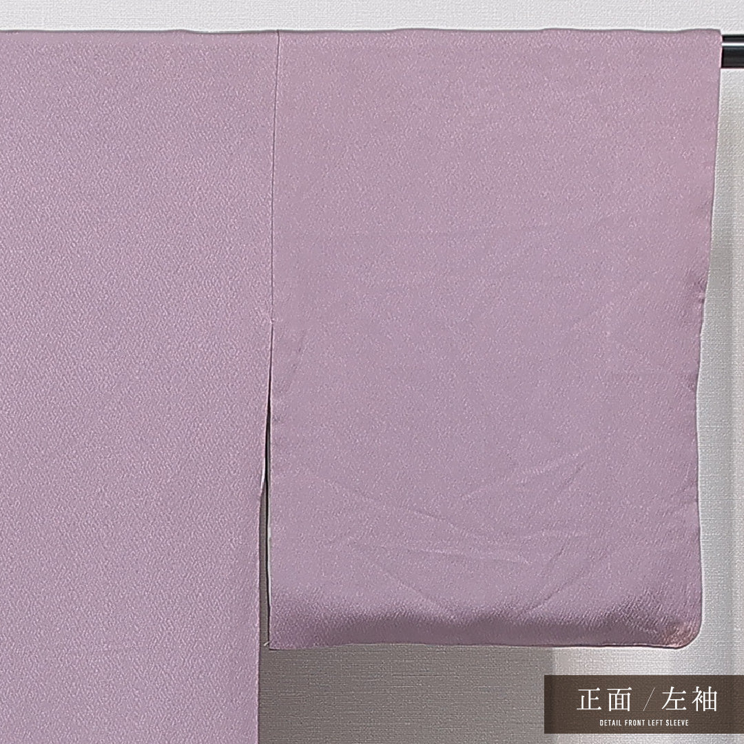 色無地 袷 身丈164cm 裄丈64cm 正絹 Aランク Lサイズ 広衿 一つ紋（五三桐） セミフォーマル 松 訪問着 紫系 1214-15667