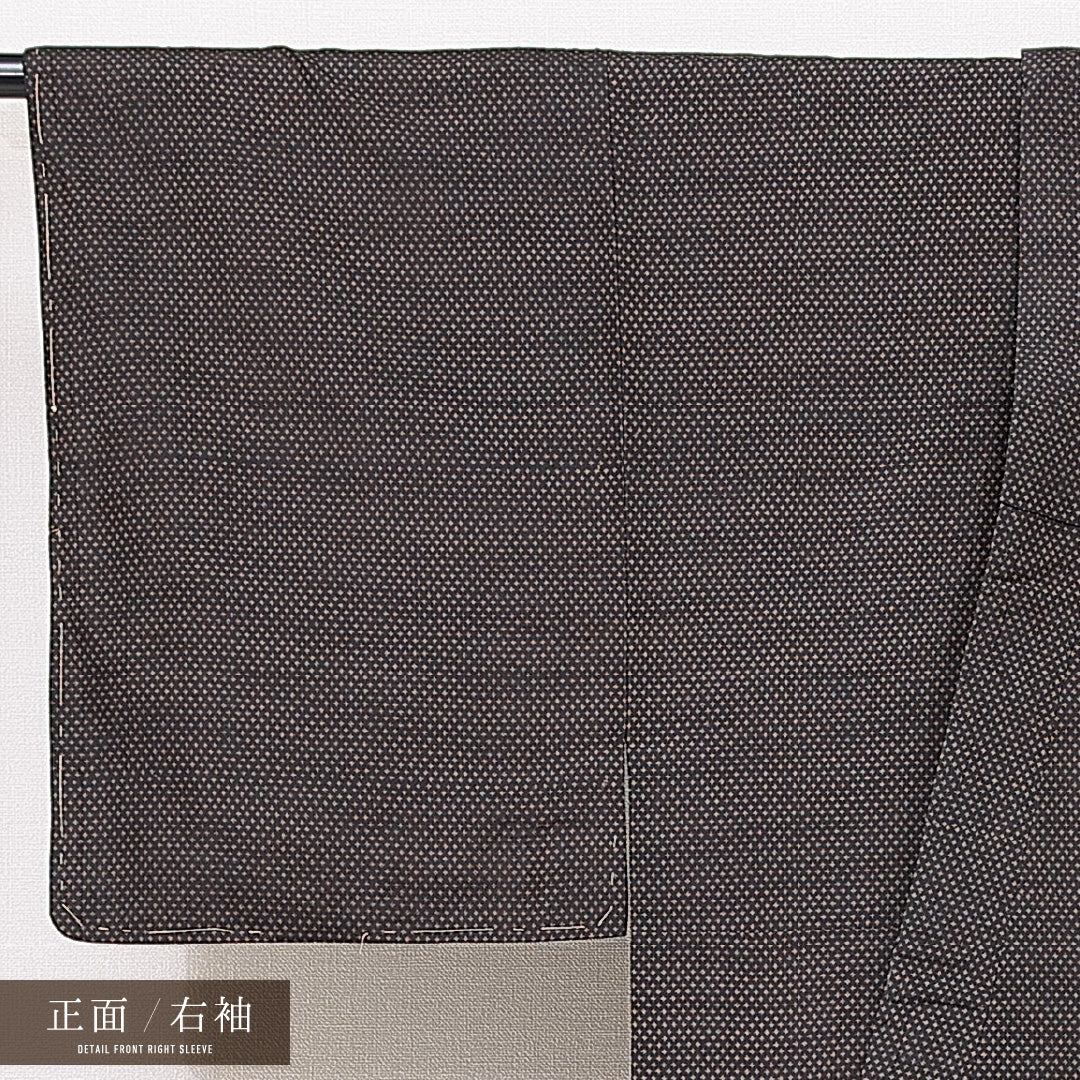 男着物 袷 身丈133cm 裄丈63cm 正絹 Sランク カジュアル 棒衿 XSサイズ 十字絣 茶系 RP 1224-15059