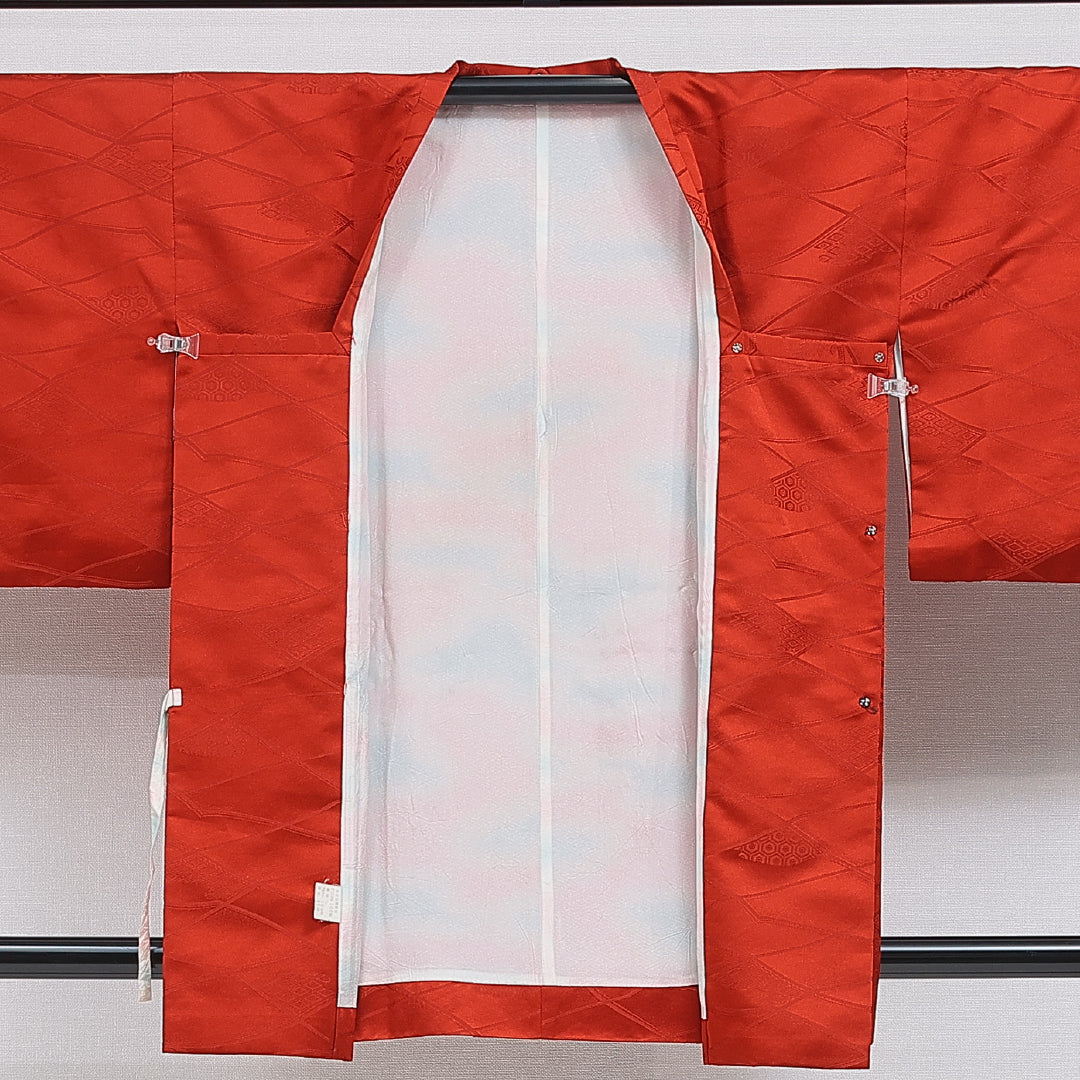 洗える着物 道行コート 袷 身丈82cm 裄丈65cm ナイロン Sランク セミフォーマル Mサイズ 吉祥文様 緑系 RP 1237-16130