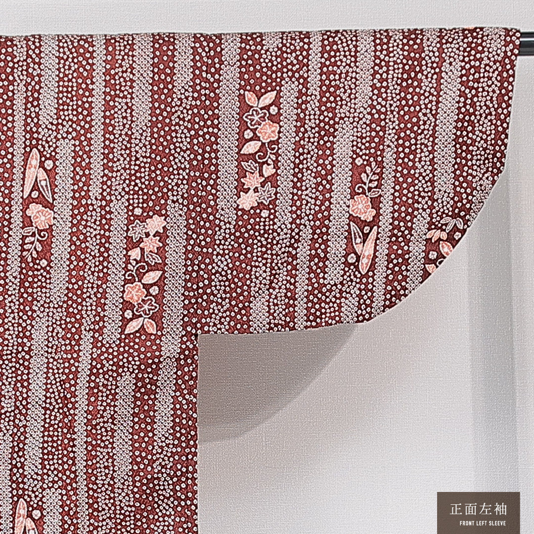 洗える着物 道中着 袷 身丈73cm 裄丈66cm ポリエステル Aランク バチ衿 Mサイズ 紅葉 紫系 HP 1236-15164