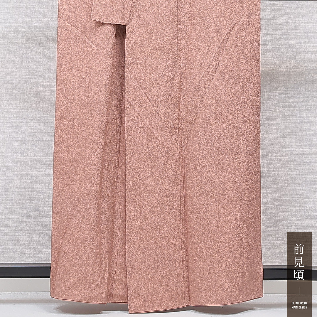 色無地 袷 身丈159cm 裄丈65cm 正絹 Sランク インフォーマル 広衿 Mサイズ 斉藤三才 作家物 落款 無地 ピンク系 M4 1219-15565