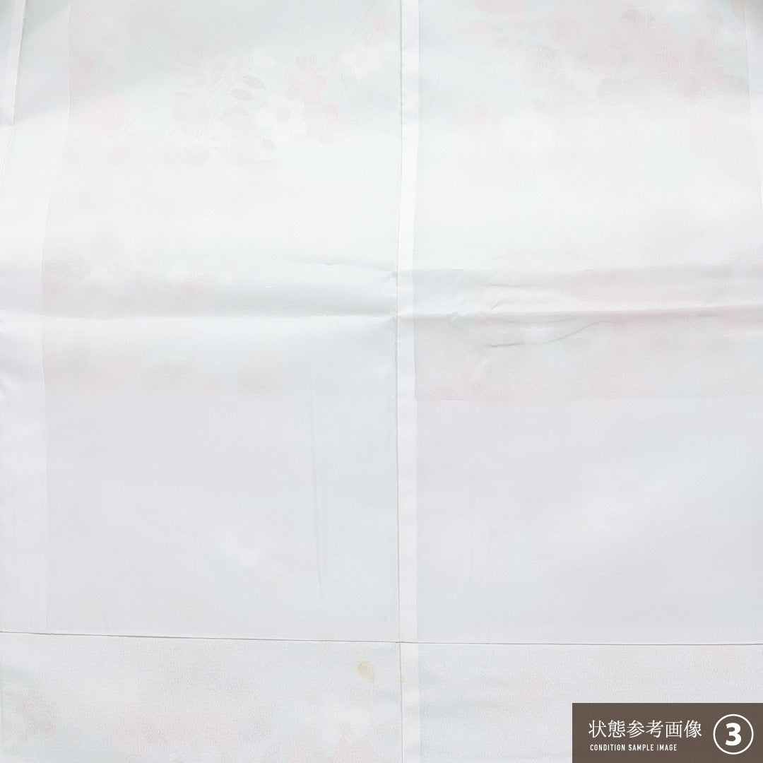 洗える着物 小紋 袷 身丈156cm 裄丈62cm ポリエステル Bランク インフォーマル 広衿 Mサイズ 花柄 緑系 RP 1221-16229