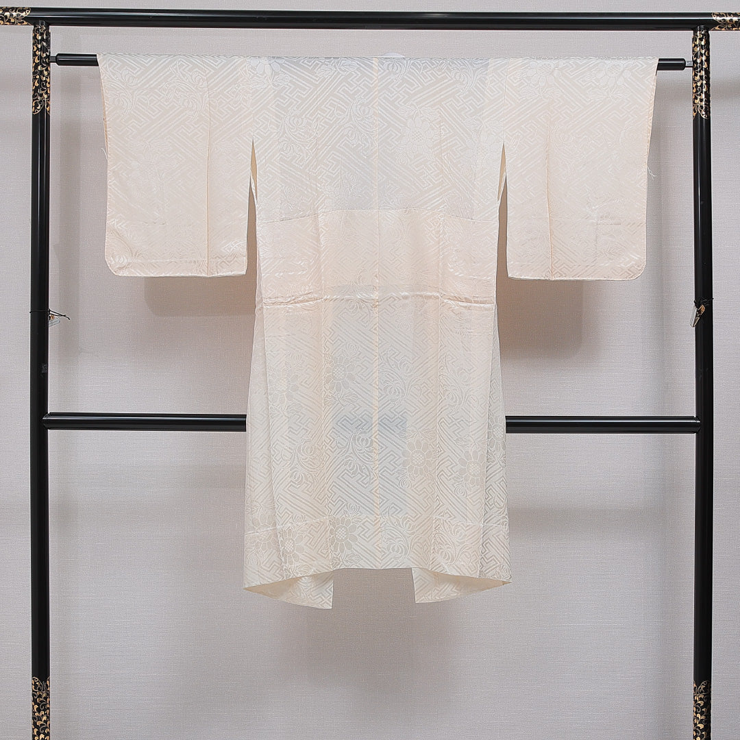 長襦袢 無双袖 身丈113cm 裄丈59cm 正絹 Cランク XSサイズ 紗綾型 ベージュ系 LP 1239-16519