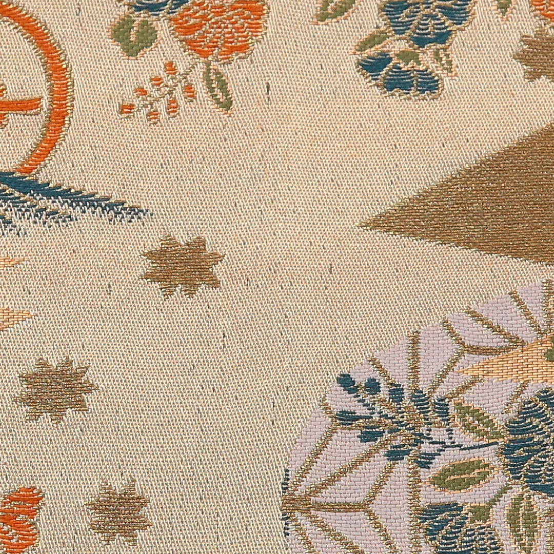 袋帯 帯丈424cm 正絹 全通 フォーマル 家紋柄 吉祥文様 金系 1243-01930