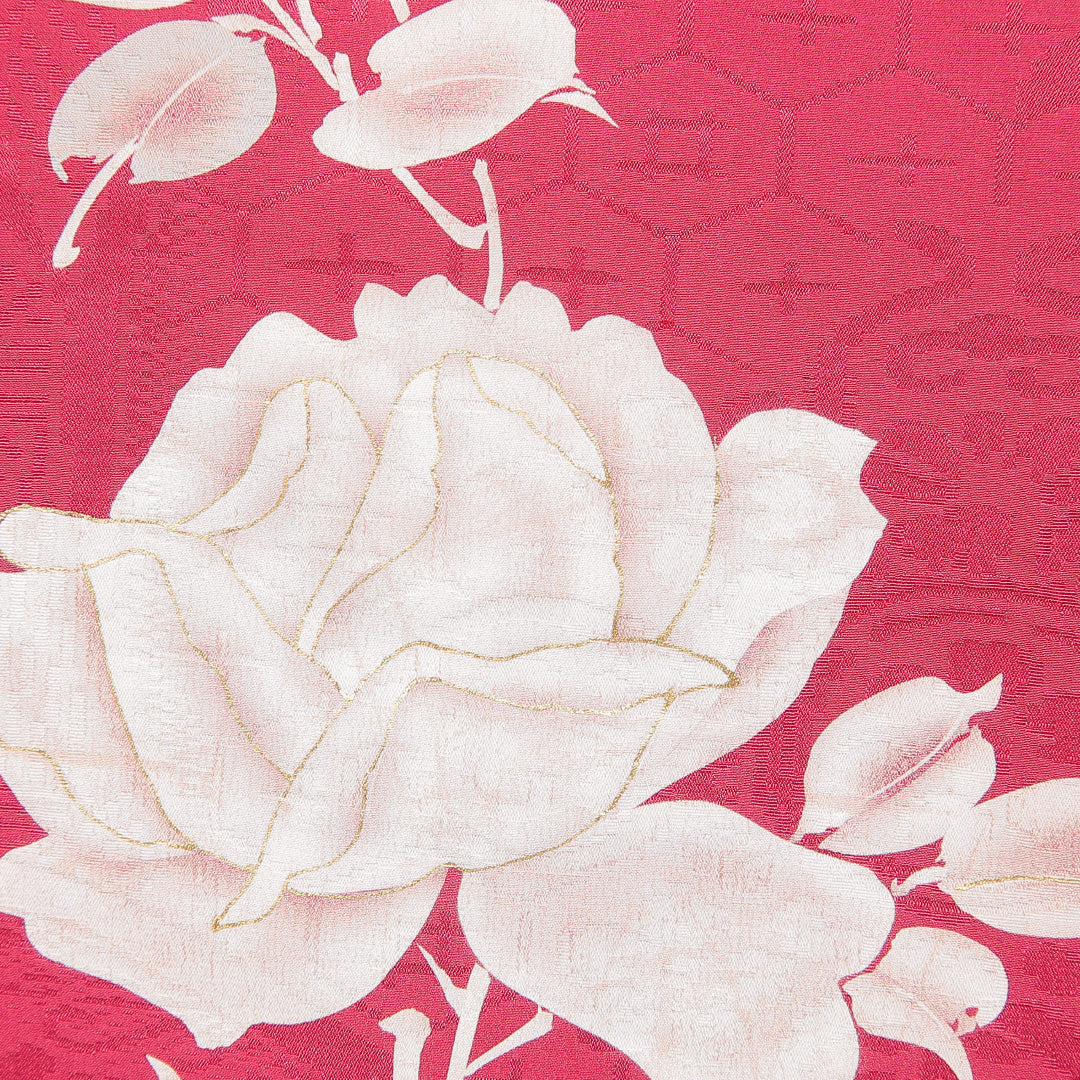 アンティーク 羽織 袷 身丈93cm 裄丈62cm 正絹 Bランク Sサイズ 紋意匠 吉祥文様 薔薇 ピンク系 1217-16837