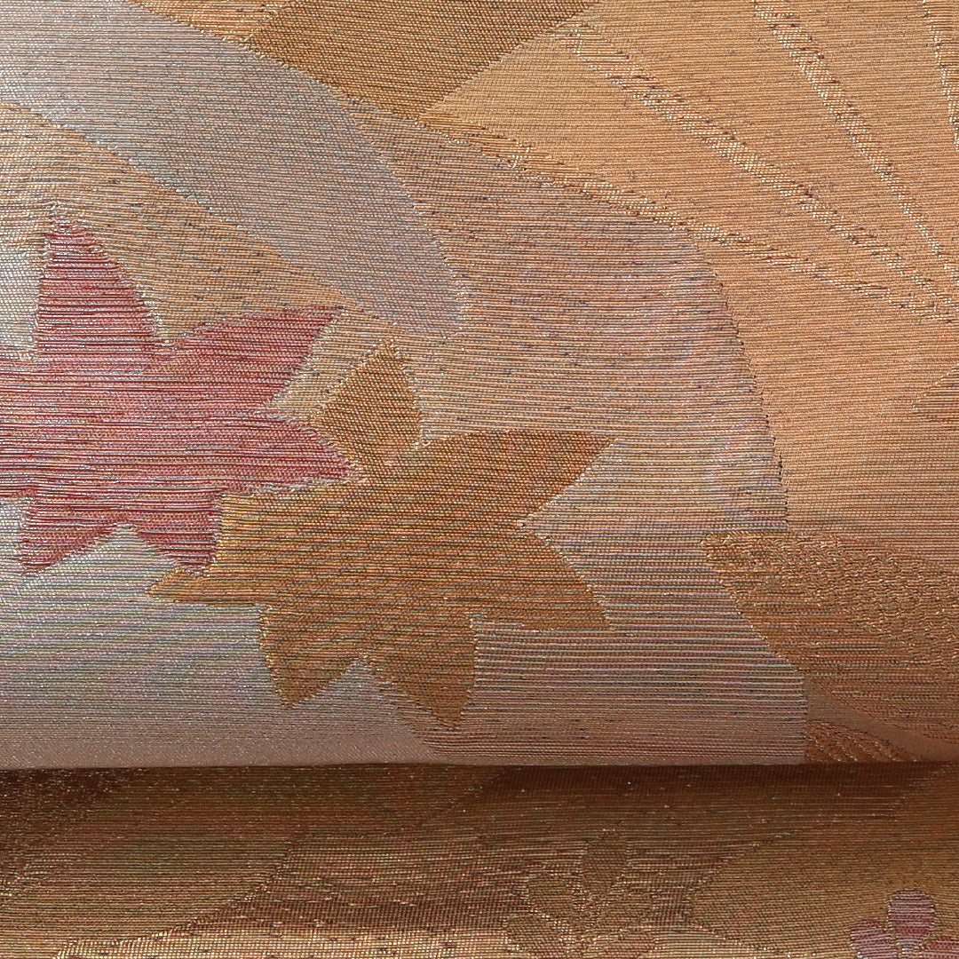 袋帯 帯丈408cm フォーマル 六通 Cランク 正絹 扇 紅葉 金系 1223-01887