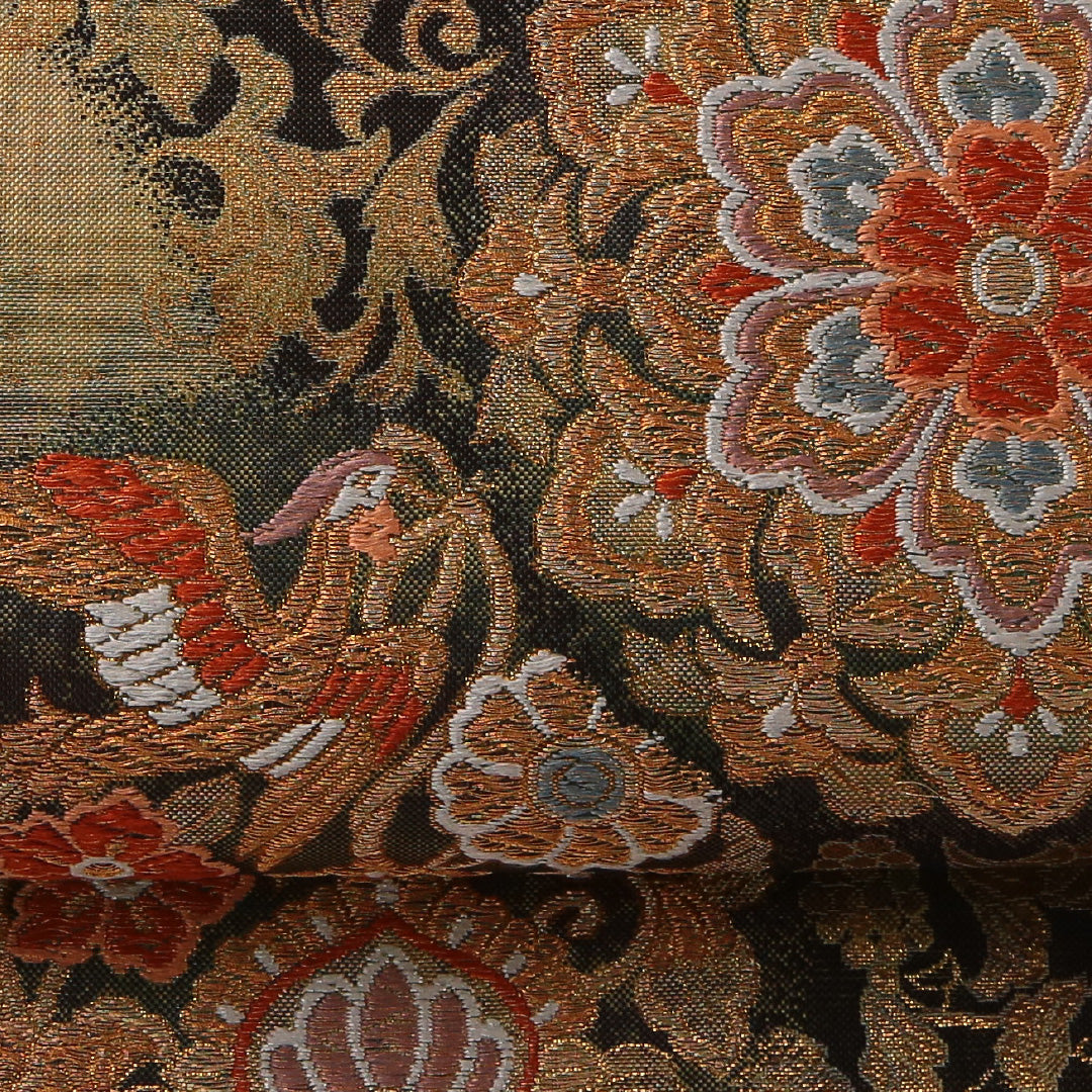 袋帯 帯丈428cm フォーマル 六通 Sランク 正絹 唐華 金系 黒系 1223-01899