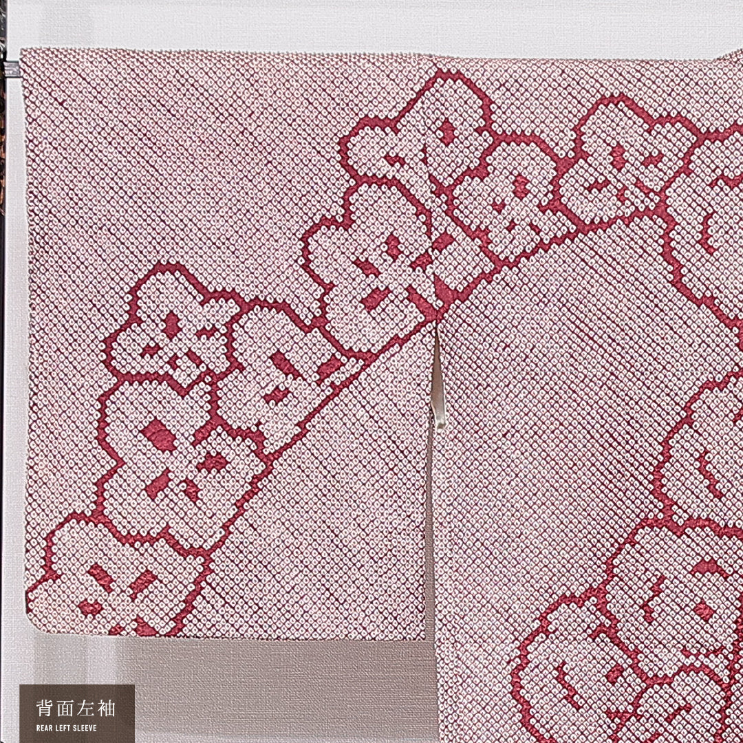絵羽羽織 袷 身丈80cm 裄丈65cm 正絹 Cランク インフォーマル Mサイズ 梅 紅葉 赤系 HP 1234-16785