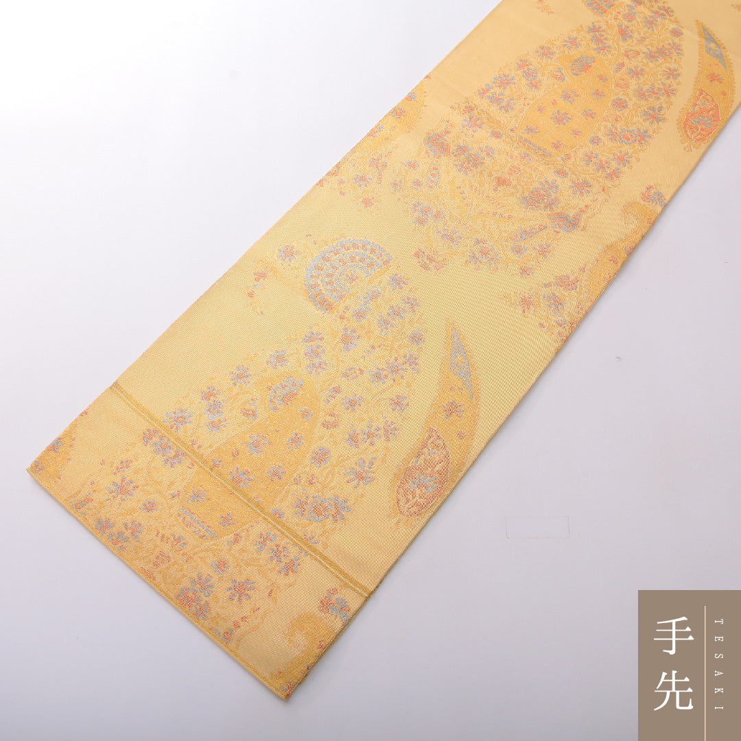 袋帯 帯丈440cm 正絹 全通 セミフォーマル ペイズリー 壺 黄系 1243-02107