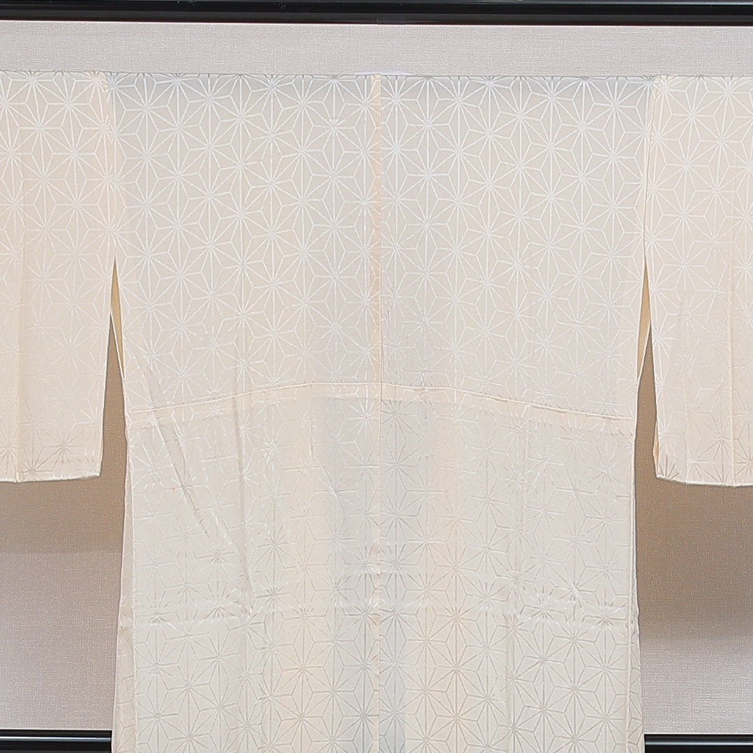 長襦袢 無双袖 身丈126cm 裄丈64cm 正絹 Bランク Mサイズ 麻の葉 クリーム系 RP 1239-16547
