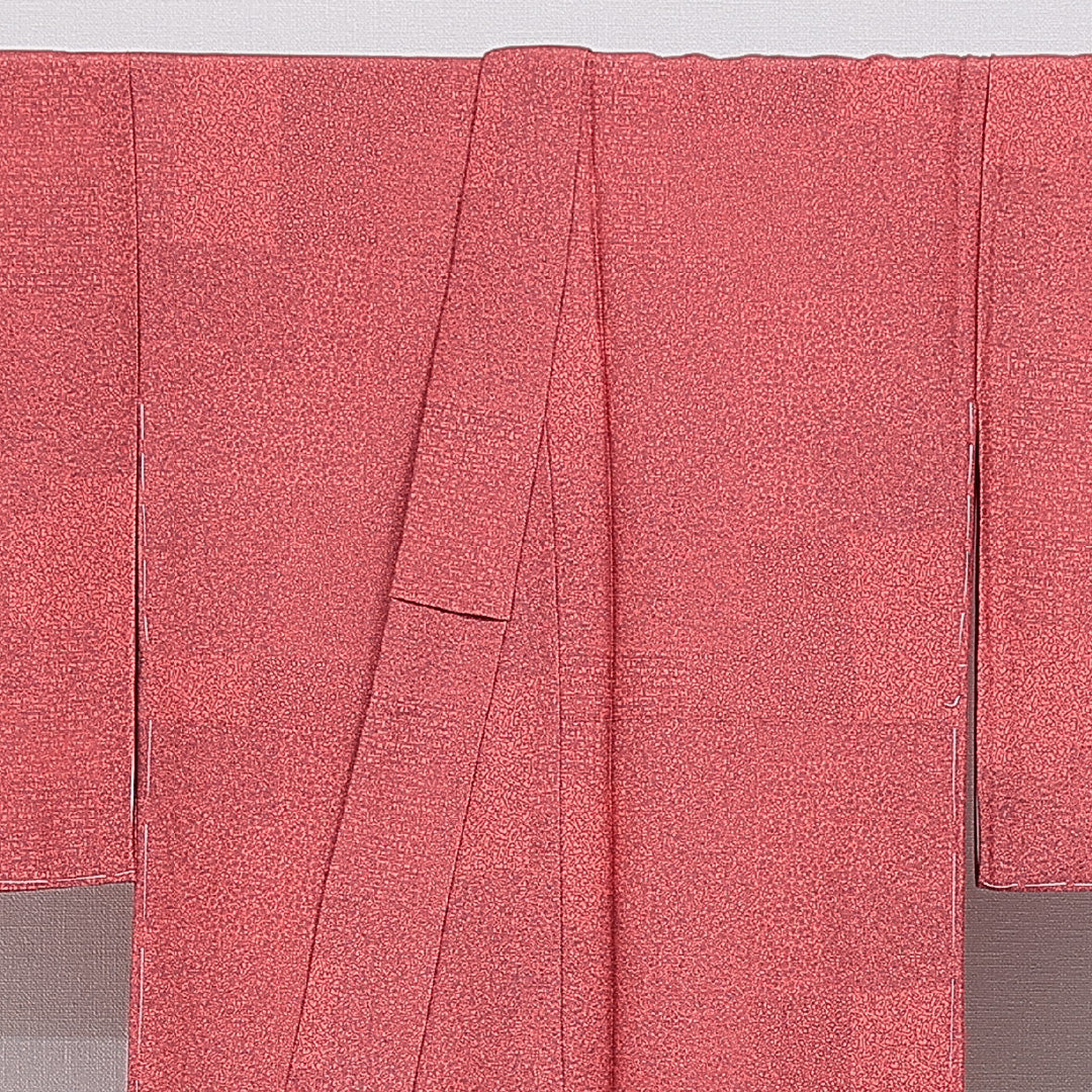 江戸小紋（寄せ柄） 洗える着物 袷 身丈160cm 裄丈65cm ポリエステル Sランク Lサイズ バチ衿 インフォーマル 落款 赤系 1262-16222