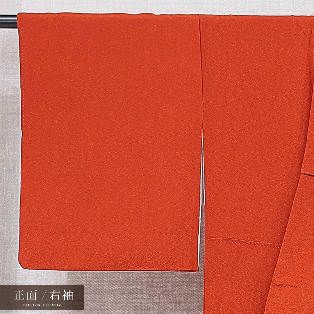 訪問着 袷 身丈156cm 裄丈65cm 正絹 Aランク Mサイズ 広衿 セミフォーマル 手描き友禅 ちりめん 籠目 梅 笠松 ぼかし染 金彩 作家物 落款 朱系 1212-15879