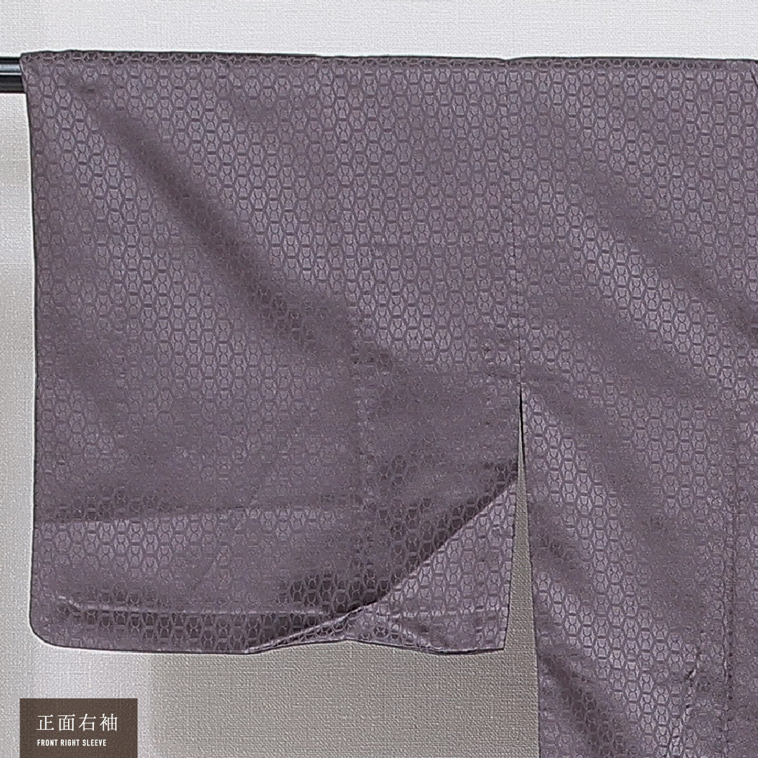 道行コート 洗える着物 単衣 身丈120cm 裄丈63cm ポリエステル Sランク Sサイズ フォーマル ポケットあり 亀甲 グレー系 1263-16863