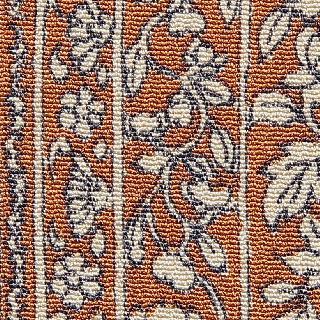 小紋 袷 身丈156cm 裄丈65cm 正絹 Dランク Mサイズ バチ衿 インフォーマル 更紗 花柄 茶系 1215-15710