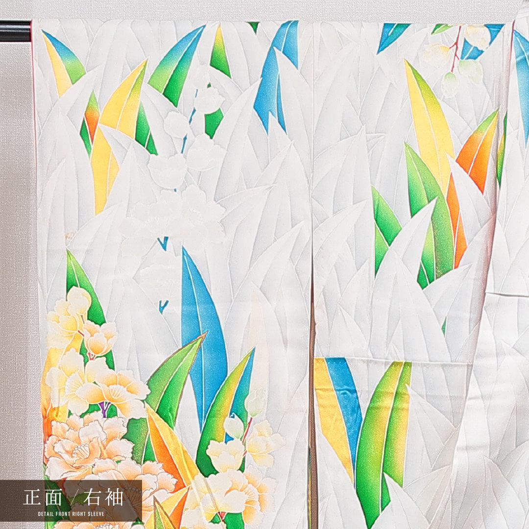 振袖 袷 身丈158cm 裄丈63cm フォーマル Cランク Mサイズ 正絹 広衿 牡丹 1213-F0757