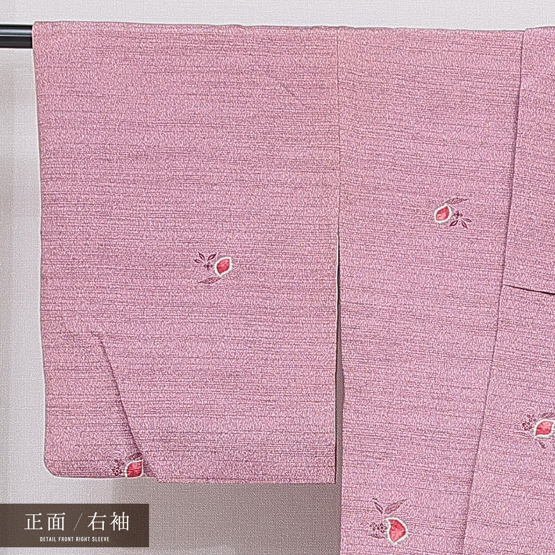 小紋 袷 身丈165cm 裄丈64cm 正絹 Aランク XLサイズ 広衿 インフォーマル 部分絞り 花柄 紫系 1215-16667