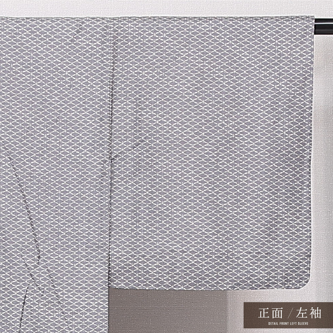 小紋 単衣 身丈147cm 裄丈61cm 正絹 Bランク インフォーマル 広衿 XSサイズ 抽象柄 グレー系 RP 1221-15041