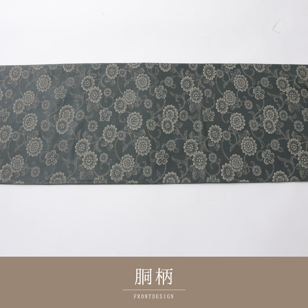 袋帯 帯丈420cm セミフォーマル 六通 帯芯なし Aランク 正絹 唐菊 緑系 1223-02248