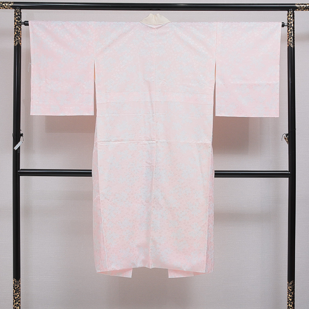 長襦袢 無双袖 身丈129cm 裄丈64cm 正絹 Sランク Lサイズ 花柄 ピンク系 RP 1239-16604